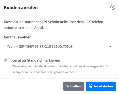 Anrufe direkt aus hostware starten